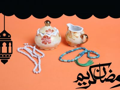 Ramadan Mubarak ,Poster, Flyer, Brochure, Design photography on orange background.