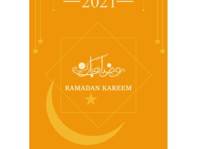 Ramadan Mubarak ,Poster, Flyer, Brochure, Design photography on orange background.