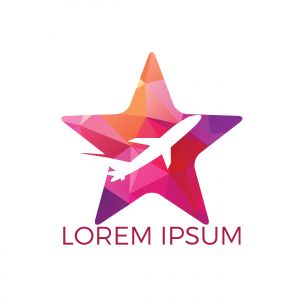 Star flying aviation logo design. Holiday Plane Logo Design.	