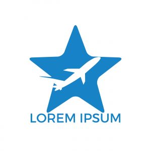 Star flying aviation logo design. Holiday Plane Logo Design.	
