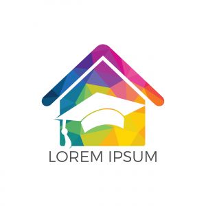 House School Education Logo Design. Student housing logo template. Students accommodation vector design. Bachelor cap and house roof logo.	