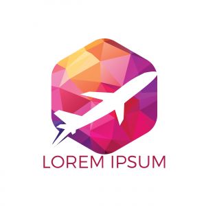 Flying airplane logo design. Travel and tour sign.	