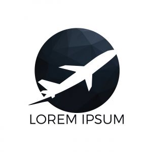 Flying airplane logo design. Travel and tour sign.	