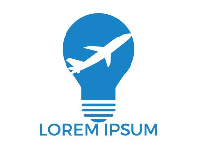 Plane Bulb Logo Design.	