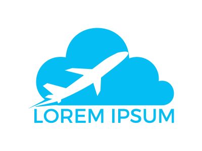 Flying plane in the cloud logo design. Airplane with cloud logo design	
