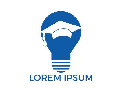 Light bulb and graduation cap logo. Creative Lamp Idea Genius Logo Design Symbol.	