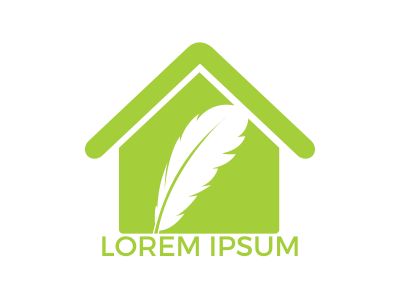 Feather and home logo vector design. Educational and institutional logo.	