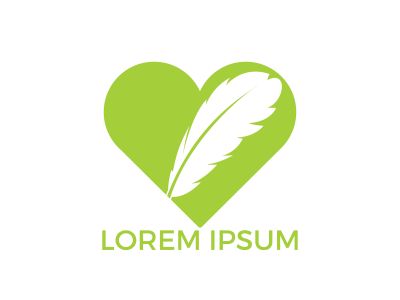 Feather and heart logo design. Educational and institutional logo design template.	