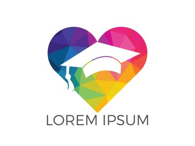 Graduation cap heart shape vector logo design. Educational and institutional vector logo.	