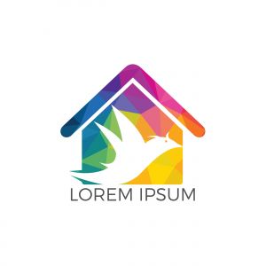 Bird home shape logo design. Bird home estate logo design template.	
