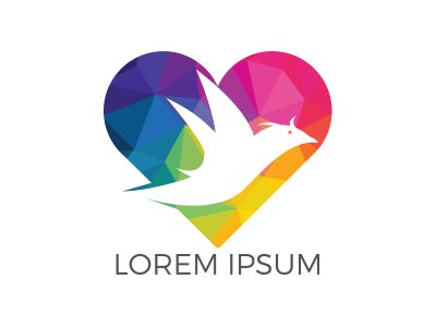Bird in heart shape logo design. Love bird logo vector design.	