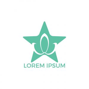 Abstract star shape lotus flower logo design. Yoga and spa beauty logo design template.	