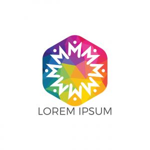 Human Character group and team vector logo design. Business and Community logo. Teamwork symbol. Social logo. Partnership people icon.	