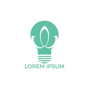Abstract light bulb and lotus flower logo design. Yoga and spa beauty logo design template.	