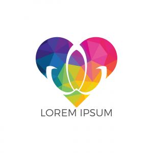 Abstract heart shape lotus flower logo design. Yoga and spa beauty logo design template.	