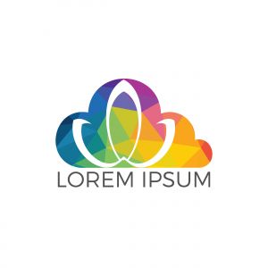 Abstract cloud and lotus flower logo design. Yoga and spa beauty logo design template.	