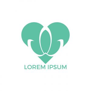 Abstract heart shape lotus flower logo design. Yoga and spa beauty logo design template.	