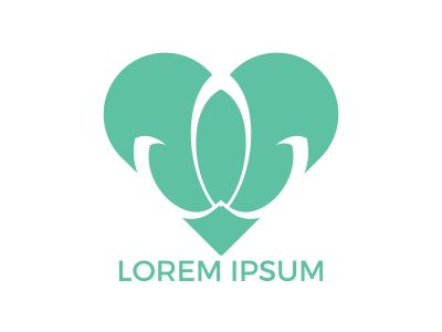 Abstract heart shape lotus flower logo design. Yoga and spa beauty logo design template.	