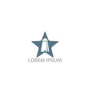 Lighthouse and star vector logo design. Lighthouse icon logo design vector template illustration.	