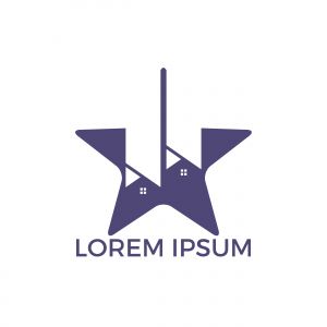 Star Shape home Real Estate logo design. Property and Construction Logo design. Real estate service, construction, Growth house, arrow up home concept.	