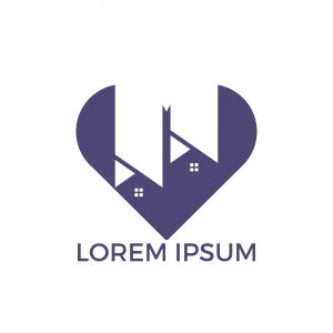 Sweet home logo design. House and heart or love symbol. Family, real estate and realty vector icon.	