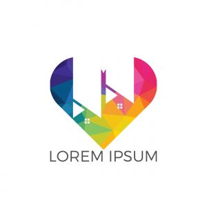 Sweet home logo design. House and heart or love symbol. Family, real estate and realty vector icon.	