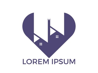 Sweet home logo design. House and heart or love symbol. Family, real estate and realty vector icon.	