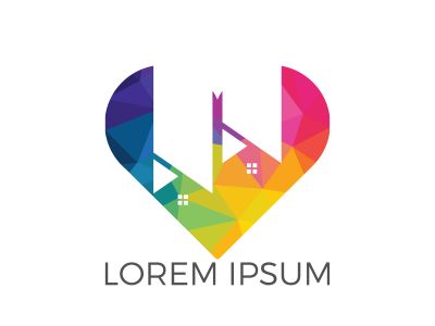 Sweet home logo design. House and heart or love symbol. Family, real estate and realty vector icon.	