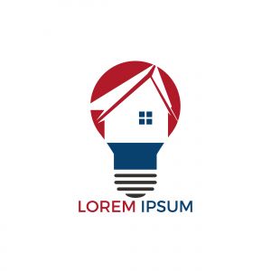Smart house logo design. Light bulb with house logo. Concept for smart intellectual house.	