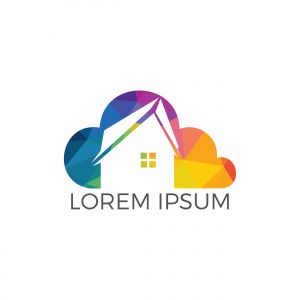 Modern cloud home vector design. Cloud storage home vector logo.	