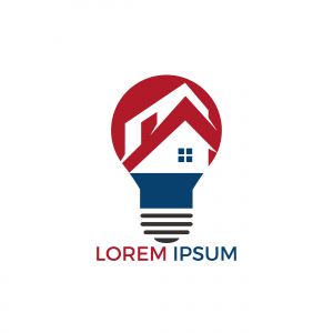 Smart house logo design. Light bulb with house logo. Concept for smart intellectual house.	