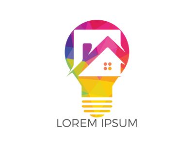 Smart house logo design. Light bulb with house logo. Concept for smart intellectual house.	