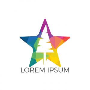 Star tree logo design. Organic tree spruce sign.	