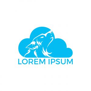 Wolf vector logo design. Cloud template design. Sport and strength sign.	
