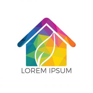 Green home with leaf vector design.	