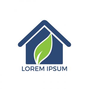 Green home with leaf vector design.	