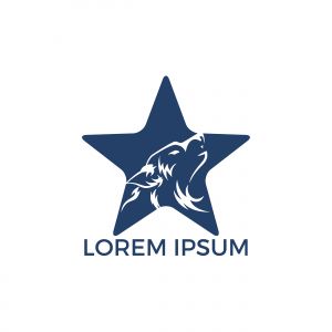 Wolf vector logo design. Star template design. Sport and strength sign.	