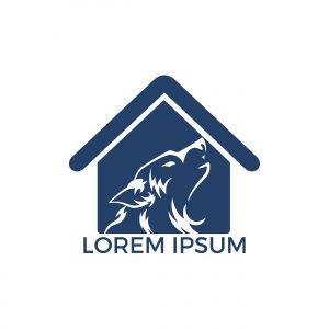 Wolf vector logo design. Home template design. Sport and strength sign.	