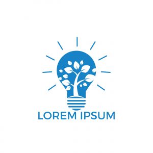 Abstract bulb lamp with tree logo design. Light Bulb with tree plant inside vector.	