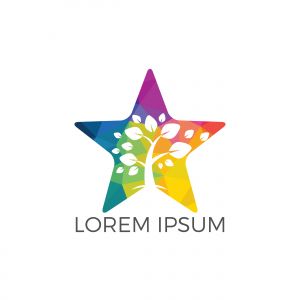 Star tree logo design. Organic tree spruce sign.	