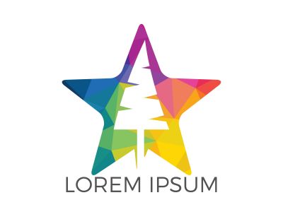 Star tree logo design. Organic tree spruce sign.	