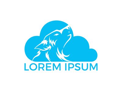 Wolf vector logo design. Cloud template design. Sport and strength sign.	