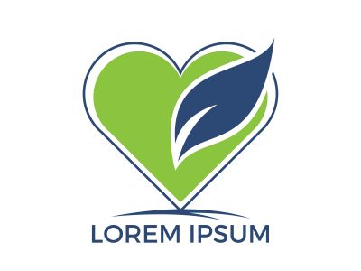 Green heart with leaf vector design. Healthcare or nature care concept logo design	