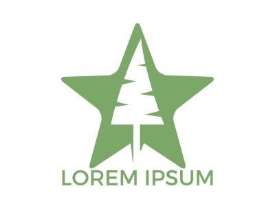 Star tree logo design. Organic tree spruce sign.	