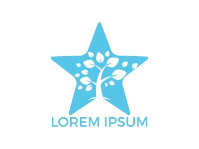Star tree logo design. Organic tree spruce sign.	