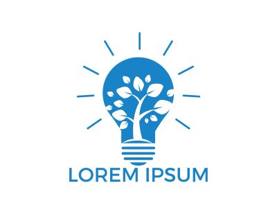 Abstract bulb lamp with tree logo design. Light Bulb with tree plant inside vector.	