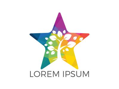 Star tree logo design. Organic tree spruce sign.	