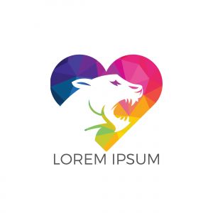 Tiger heart shape logo template design vector icon illustration.	