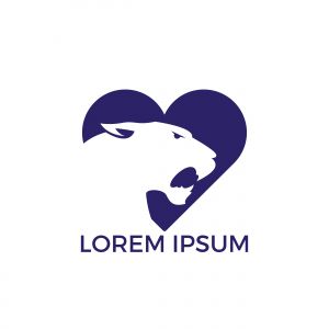 Tiger heart shape logo template design vector icon illustration.	