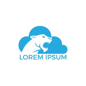 Tiger head and cloud logo vector. Wild tiger head graphic illustration.	